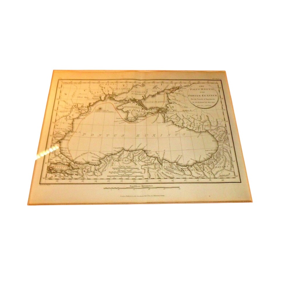 1805 J.D. Barbie Du Bocage Antique Map Black Sea Pontus Euxinus Framed 14x12